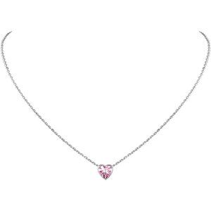 925 Sterling Silver Pendant Necklaces for Women, Heart/Round Birthstone Necklace